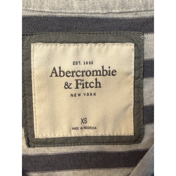 VTG Abercrombie & Fitch XS Gray Long Sleeve Striped Raglan Sweatshirt Y2K Casual - Picture 7 of 7